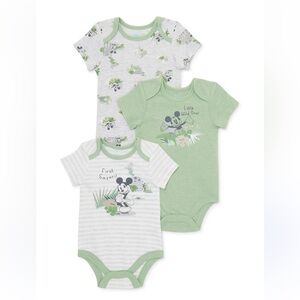 🟢 NEW W/O Tags - Disney Green and Gray Mickey Mouse Bodysuit Set